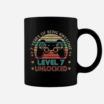 Vintage 7Th Birthday Level 7 Unlocked Funny Gamer Coffee Mug | Crazezy UK