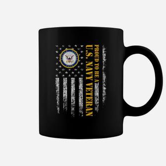 Vintage American Flag Proud To Be A Us Navy Military Veteran Coffee Mug | Crazezy