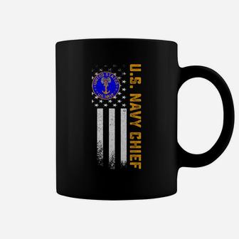 Vintage American Flag Proud Us Navy Chief Veteran Military Coffee Mug | Crazezy