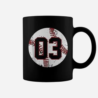 Vintage Baseball Number 03 Cool Softball Mom Gift Coffee Mug | Crazezy