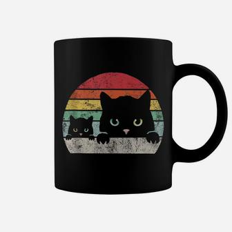 Vintage Black Cat And Baby Cat Lover, Retro Style Cats Gift Coffee Mug | Crazezy