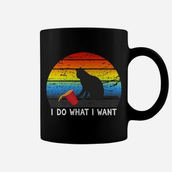 Vintage Black Cat I Do What I Want Retro Cats Lover Gift Coffee Mug | Crazezy