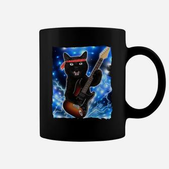 Vintage Black Cat Lover Retro Style Cats Gift Guitar Coffee Mug | Crazezy