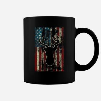Vintage Distressed Patriotic Deer Hunting American Usa Flag Coffee Mug | Crazezy DE