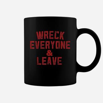 Vintage Distressed Wreck Everyone And Leave Wrestling Match Coffee Mug | Crazezy