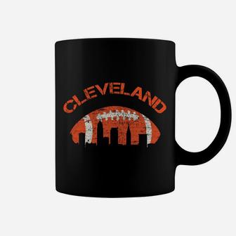 Vintage Downtown Ohio Cleveland Skyline Football Present Coffee Mug | Crazezy DE