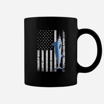 Vintage Grunge American Usa Flag Patriotic Fish White Marlin Coffee Mug | Crazezy CA