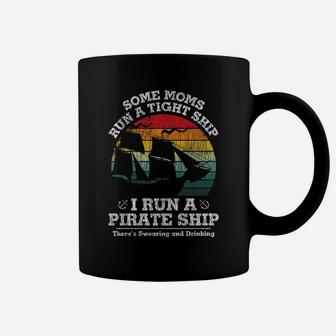 Vintage I Run A Pirate Ship Mom Dad Family Matching Mother Coffee Mug | Crazezy