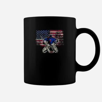 Vintage Ice Hockey Goalie Usa Flag Gift For Goalie Coffee Mug | Crazezy