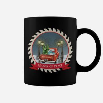 Vintage Old Red Truck Christmas Apparel Season Of Peace Coffee Mug | Crazezy