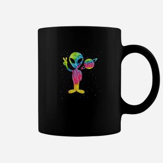 Vintage Retro 1970S Tie Dye Groovy Alien Peace Coffee Mug | Crazezy AU