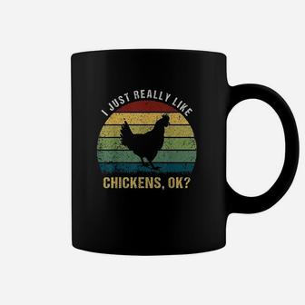 Vintage Retro Bird Gift I Just Really Like Chickens Ok Coffee Mug | Crazezy UK