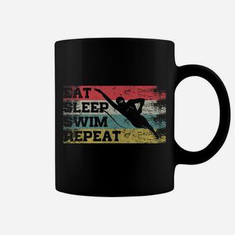 Vintage Retro Eat Sleep Swim Repeat Funny Swimmer Cool Gift Coffee Mug | Crazezy