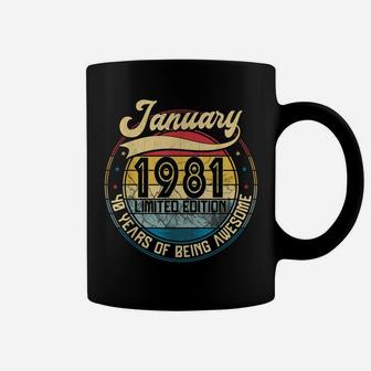 Vintage Retro January 1981 40Th Birthday Gift 40 Years Old Coffee Mug | Crazezy UK