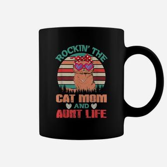 Vintage Rockin' The Cat Mom And Aunt Life Mother's Day Gift Coffee Mug | Crazezy DE
