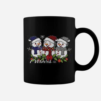 Vintage Snowman Snowmen Buffalo Plaid Christmas Snowflakes Sweatshirt Coffee Mug | Crazezy AU