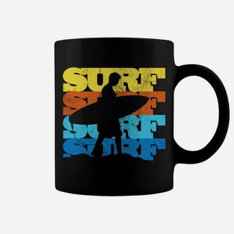 Vintage Surfing Silhouette Surfer Retro 70S Sunset Beach Coffee Mug | Crazezy CA