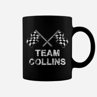 Vintage Team Collins Family Name Checkered Flag Racing Coffee Mug | Crazezy