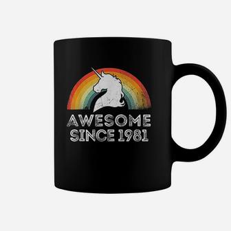 Vintage Unicorn Awesome Since 1981 40Th Birthday 40 Year Old Coffee Mug | Crazezy DE