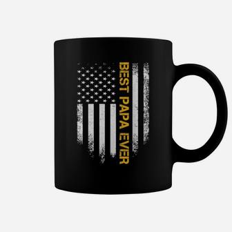 Vintage Usa American Flag Best Papa Ever Distressed Coffee Mug - Monsterry