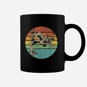 Vintage Wrestling Graphic Two Wrestlers And Sun Coffee Mug | Crazezy UK