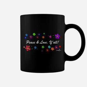 Virginia Wright Peace & Love, Y’All White Text & Flowers Sweatshirt Coffee Mug | Crazezy DE