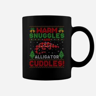 Warm Snuggles And Alligator Cuddles Ugly Alligator Christmas Sweatshirt Coffee Mug | Crazezy