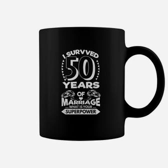 Wedding Anniversary I Survived 50 Years Of Marriage Coffee Mug | Crazezy