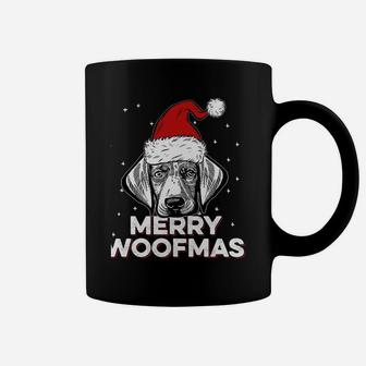 Weimaraner Wearing Christmas Santa Hat | Merry Woofmas Sweatshirt Coffee Mug | Crazezy DE