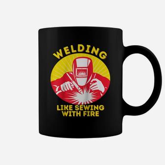 Welding Like Sewing With Fire Welder Apparel Raglan Baseball Tee Coffee Mug | Crazezy CA