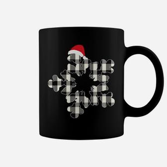 White & Black Christmas Buffalo Plaid Snowflakes Santa Hat Coffee Mug | Crazezy CA