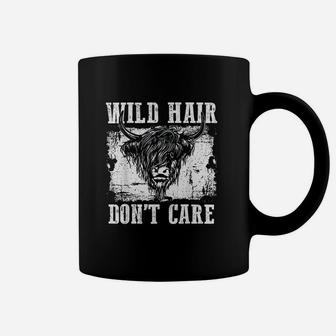 Wild Hair Dont Care Funny Scottish Highland Cattle Cow Coffee Mug | Crazezy