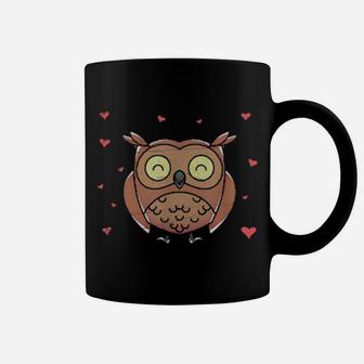 Wise Bird Hearts Valentines Day Animal Love Owl Coffee Mug - Monsterry