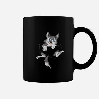 Wolf Pup In Pocket Funny Wolves Lover Coffee Mug - Thegiftio UK