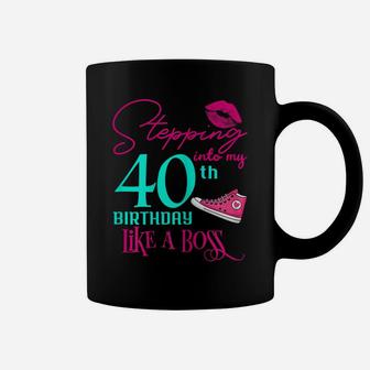 Womens 40Th Birthday Like A Boss Funny Step Pink 40 Bday Women Gift Coffee Mug | Crazezy AU
