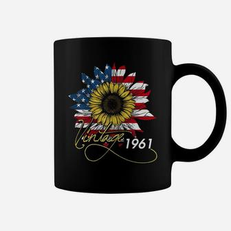 Womens 59Th Birthday Sunflower Vintage Born In 1961 American Flag Coffee Mug | Crazezy AU