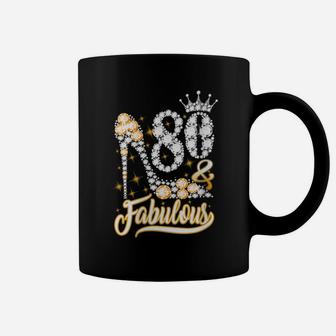 Womens 80 And Fabulous - 80Th Birthday Funny Shoes Crown Diamond Coffee Mug | Crazezy AU