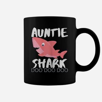 Womens Auntie Shark Shirt New Years Gift Idea For Sister Aunt Her Coffee Mug | Crazezy AU