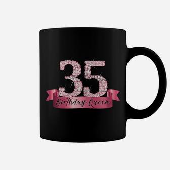 Womens Birthday Queen I Pink 35Th Number & Ribbon Banner Outfit Coffee Mug | Crazezy UK