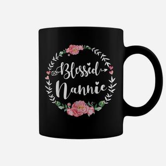 Womens Blessed Nannie Cute Flower Nannie Gift Coffee Mug | Crazezy UK