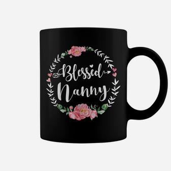 Womens Blessed Nanny Cute Flower Nanny Gift Coffee Mug | Crazezy UK