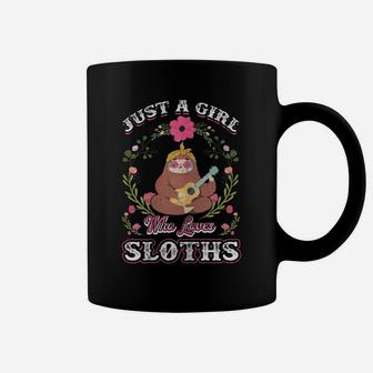 Womens Cute Colorful Pink Flower Sloths Lover Coffee Mug | Crazezy AU