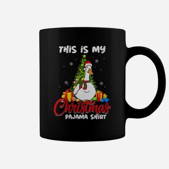Womens Duck Christmas Pajama Funny Santa Hat Scarf Animal Lover Coffee Mug | Crazezy