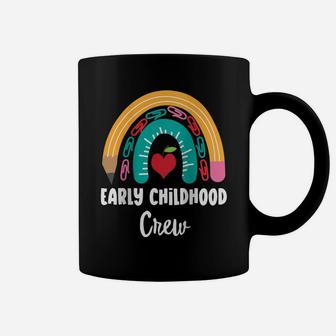 Womens Early Childhood Crew, Funny Boho Rainbow For Teachers Raglan Baseball Tee Coffee Mug | Crazezy DE