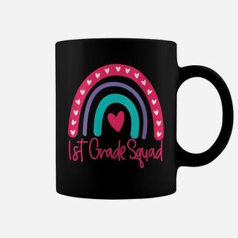 Womens First 1St Grade Squad Back To School Day Boho Rainbow Funny Coffee Mug | Crazezy