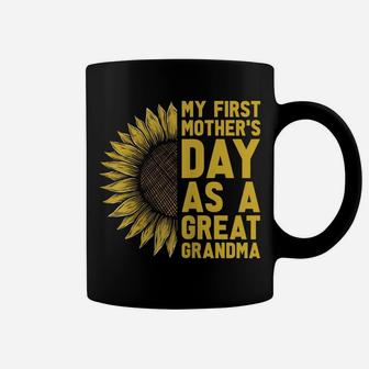 Womens Flower And My First Mother's Day As Great Grandma Coffee Mug | Crazezy AU