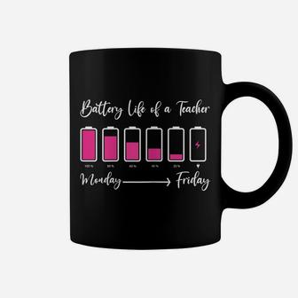 Womens Funny Battery Life Of A Teacher Shirt Back To School Coffee Mug | Crazezy