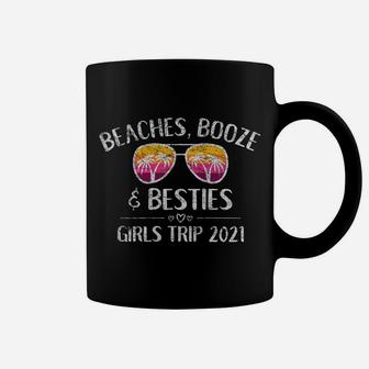 Womens Girls Trip Girls Weekend Friends Beaches Booze & Besties Coffee Mug | Crazezy
