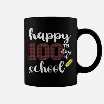 Womens Happy 100Th Day Of School For Teachers Buffalo Plaid Coffee Mug | Crazezy