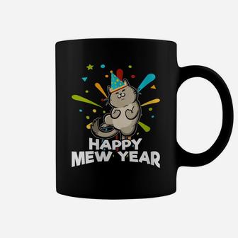 Womens Happy Mew Year Funny New Year Cat Lovers Pun Gift Coffee Mug | Crazezy